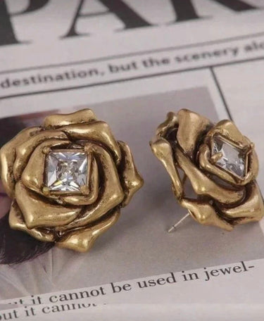 310526-2 IMPORTADO BRINCOS VINTAGE GOLD COM PEDRA