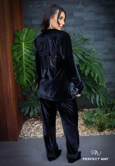 MI315312 PW TRIJUNTO VELUDO BLAZER COM OMBREIRA + CROPPED