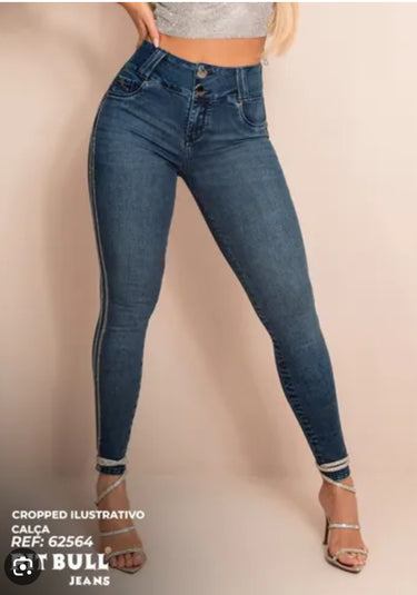 62564- PITBULL CALÇA SKINNY AZUL ESCURO 38