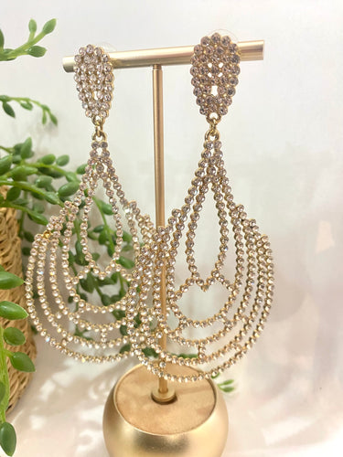 261219 IMPORTED GOLDEN OVAL MAXI STRASS EARRINGS