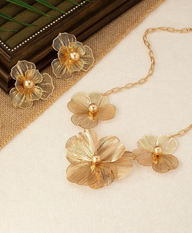 310526-1 IMPORTADO CONJUNTO BRINCO+COLAR FLORES
