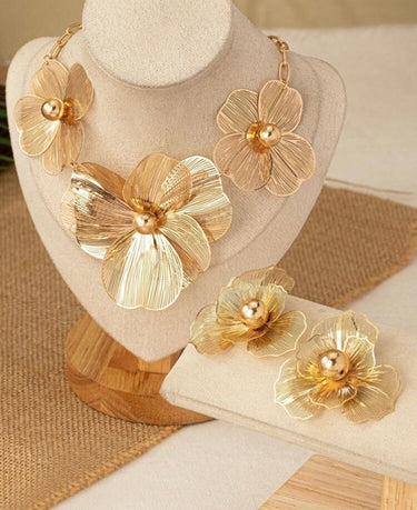 310526-1 IMPORTADO CONJUNTO BRINCO+COLAR FLORES