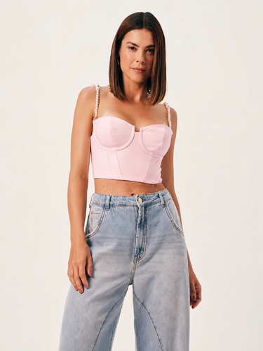 TOP30637 - DIMY TOP ALÇA PÉROLAS