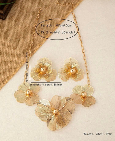 310526-1 IMPORTADO CONJUNTO BRINCO+COLAR FLORES