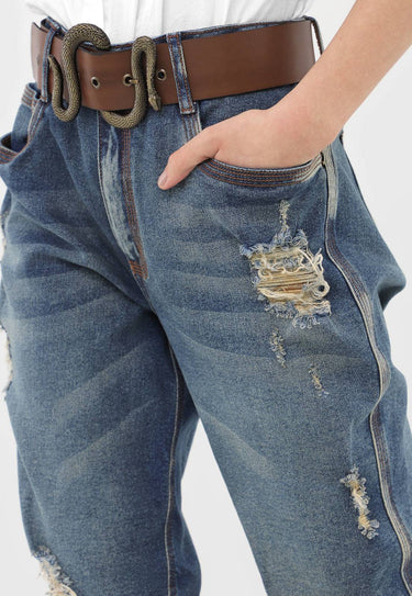 501CF003573-LP CALÇA JEANS CONFORT DET. RASGADO E CINTO