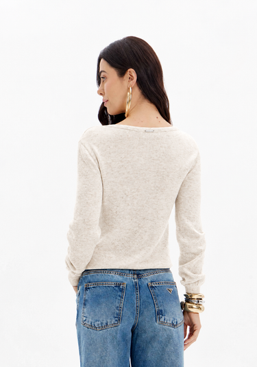 503BL001641 - LP BLUSA TRICOT COM APLICAÇÃO E DECOTE V