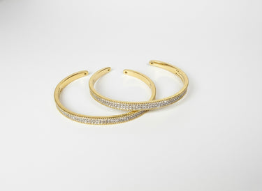 070324-3 IMPORTADO BRACELETE CRAVEJADO C/ ZIRCÔNIA SET DOURADO