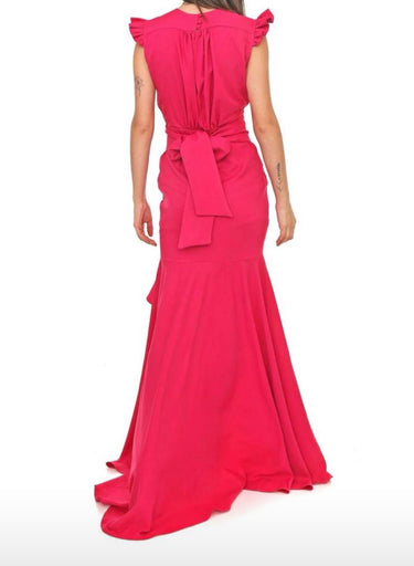 LP PPベルト付きピンクロングドレス