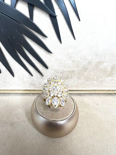 230626 IMPORTADO ANEL ZIRCONIA CRAVEJADA OURO 18K