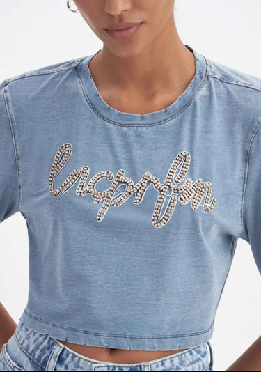 LP T-SHIRT JEANS ESCRITA BRILHO