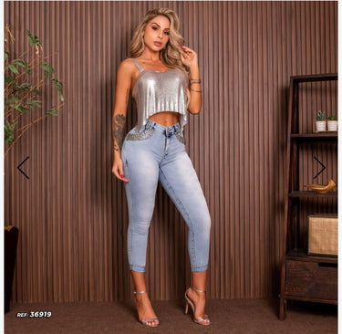 36919- PIT BULL CALÇA SUPER SKIN/CRO/ AZUL CLARO