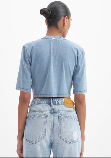 LP T-SHIRT JEANS ESCRITA BRILHO