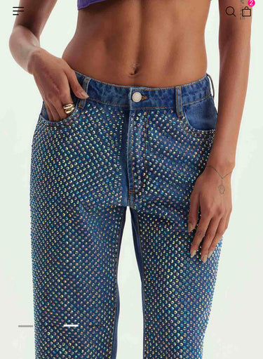 501CF005800- LP CALÇA JEANS RETA  BRILHO