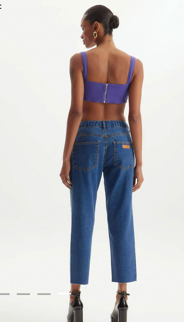 501CF005800- LP CALÇA JEANS RETA  BRILHO