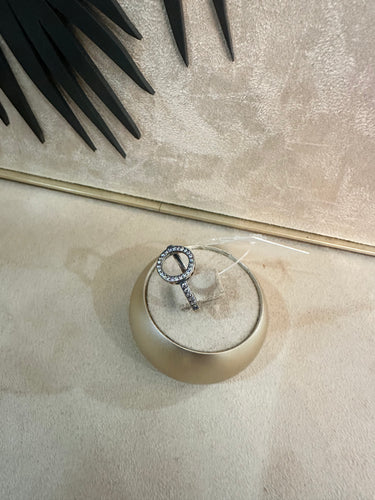 IMPORTADOS ANEL CIRCULO C STRASS PRATA 925