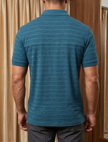 864802 DUDALINA PIMA POLO SHIRT WITH AQUA GREEN STRIPES M