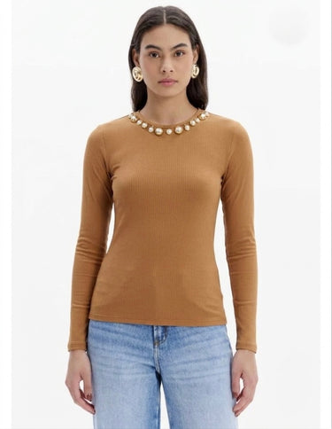 502BL008652 - LP BLUSA CANELADA MANGA LONGA COM APLICAÇÃO