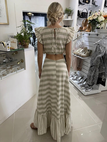 502VE005421 - LP STRIPED DRESS WITH CUTOUTS
