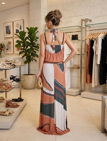 099325 FM VESTIDO C/ BODY LARANJA/VERDE