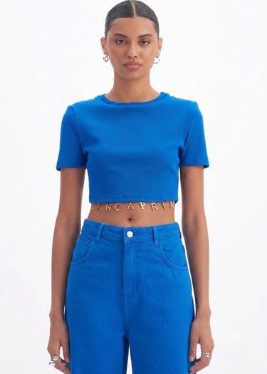 502BL006467- LP BLUSA CROPPED METAL