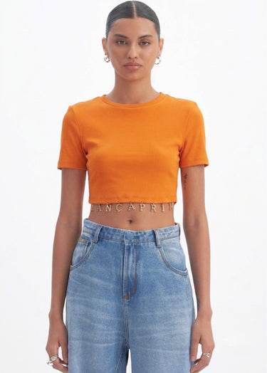 502BL006467- LP BLUSA CROPPED METAL