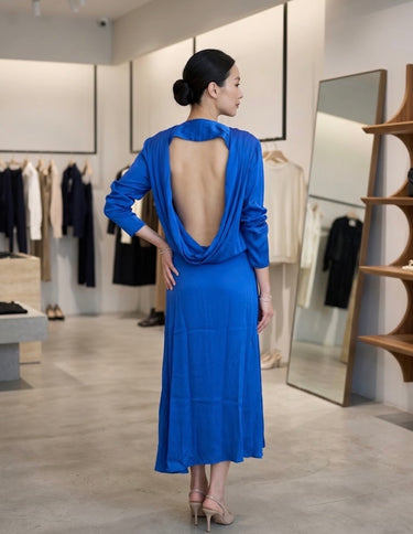 24000100528- IODICE VESTIDO MIDI DECOTE AZUL P