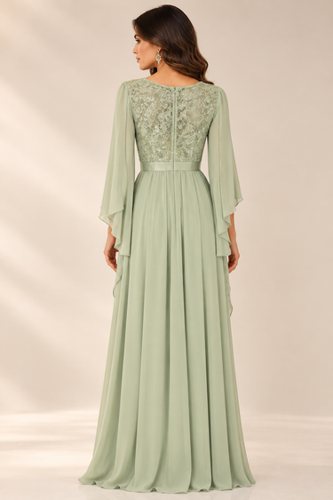 20261023-2 IMPORTADO VESTIDO LONGO VERDE DECOTE V DETALHES EM BRILHO