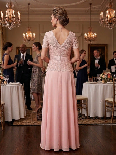 IMPORTED PINK LACE DRESS L