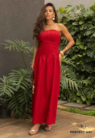 MA56394 - STRAPLESS MAXI MIDI DRESS WITH PADS