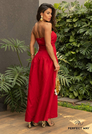MA56394 - STRAPLESS MAXI MIDI DRESS WITH PADS