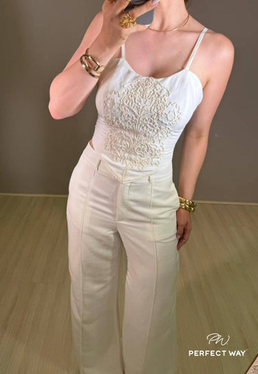 NA644155 - PW CONJUNTO CALÇA PANTALONA+CROPPED FEMININO