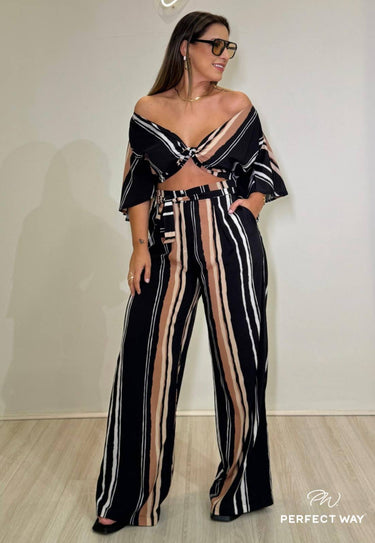NV544204B- PERFECT WAY CONJUNTO BLUSA + CALÇA ESTAMPA LINHAS
