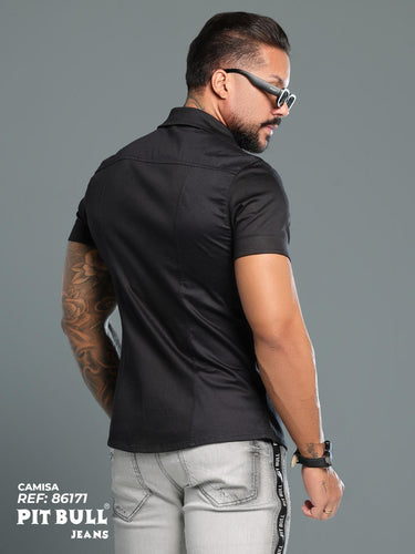86171 CAMISA MASC. MANGA CURTA C/ DETALHES