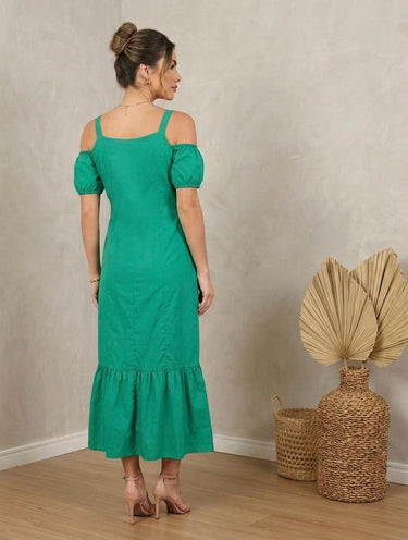 0030044 VESTIDO LONGO VERDE ESCURO