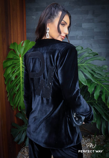MI315312 PW TRIJUNTO VELUDO BLAZER COM OMBREIRA + CROPPED