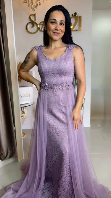 IMPORTED LACE AND PURPLE TULLE DRESS 36