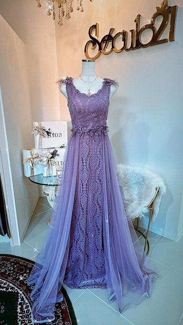 IMPORTED LACE AND PURPLE TULLE DRESS 36