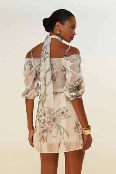 VES34351 - DIMY VESTIDO CURTO C/ PREGAS FLORAL